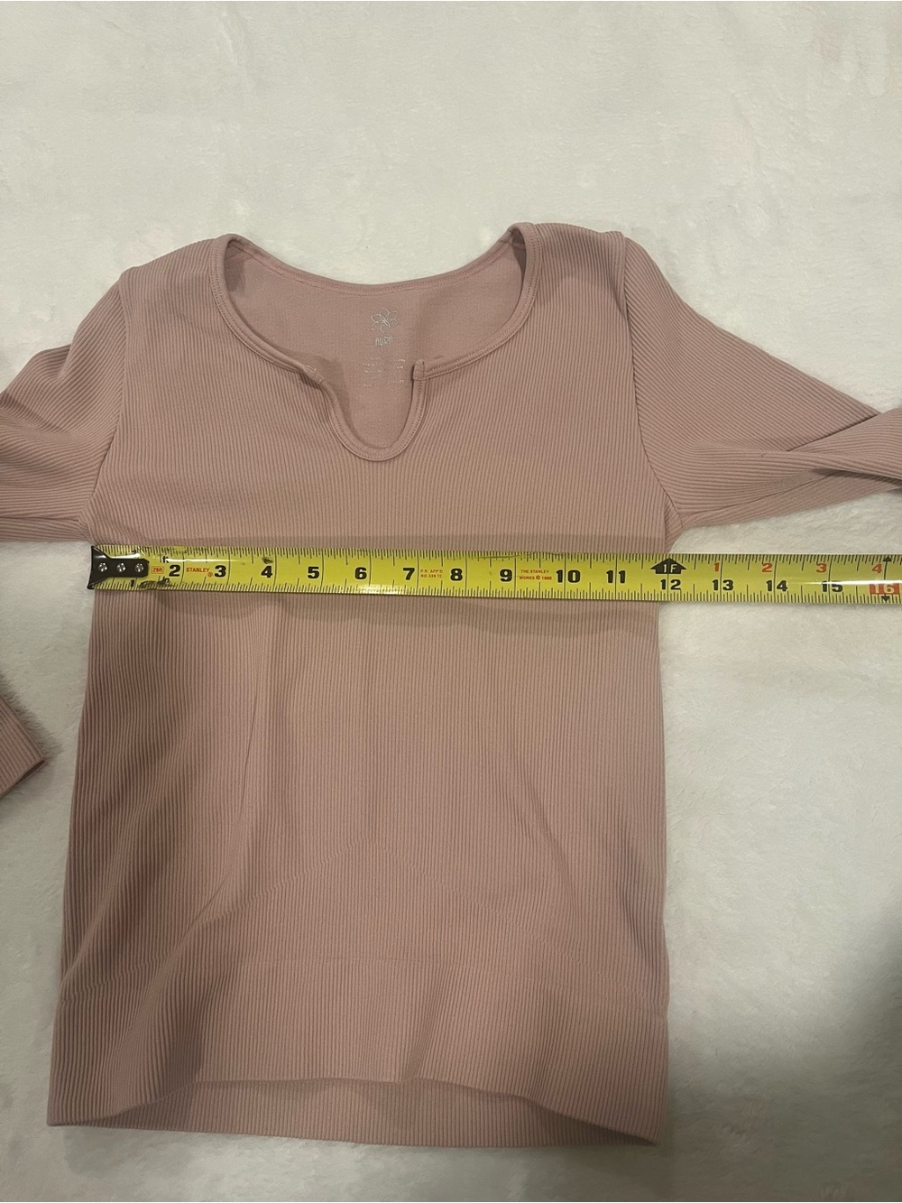 AURA Ribbed Notch Neck Long Sleeve Top - small/medium - Picture 4 of 6
